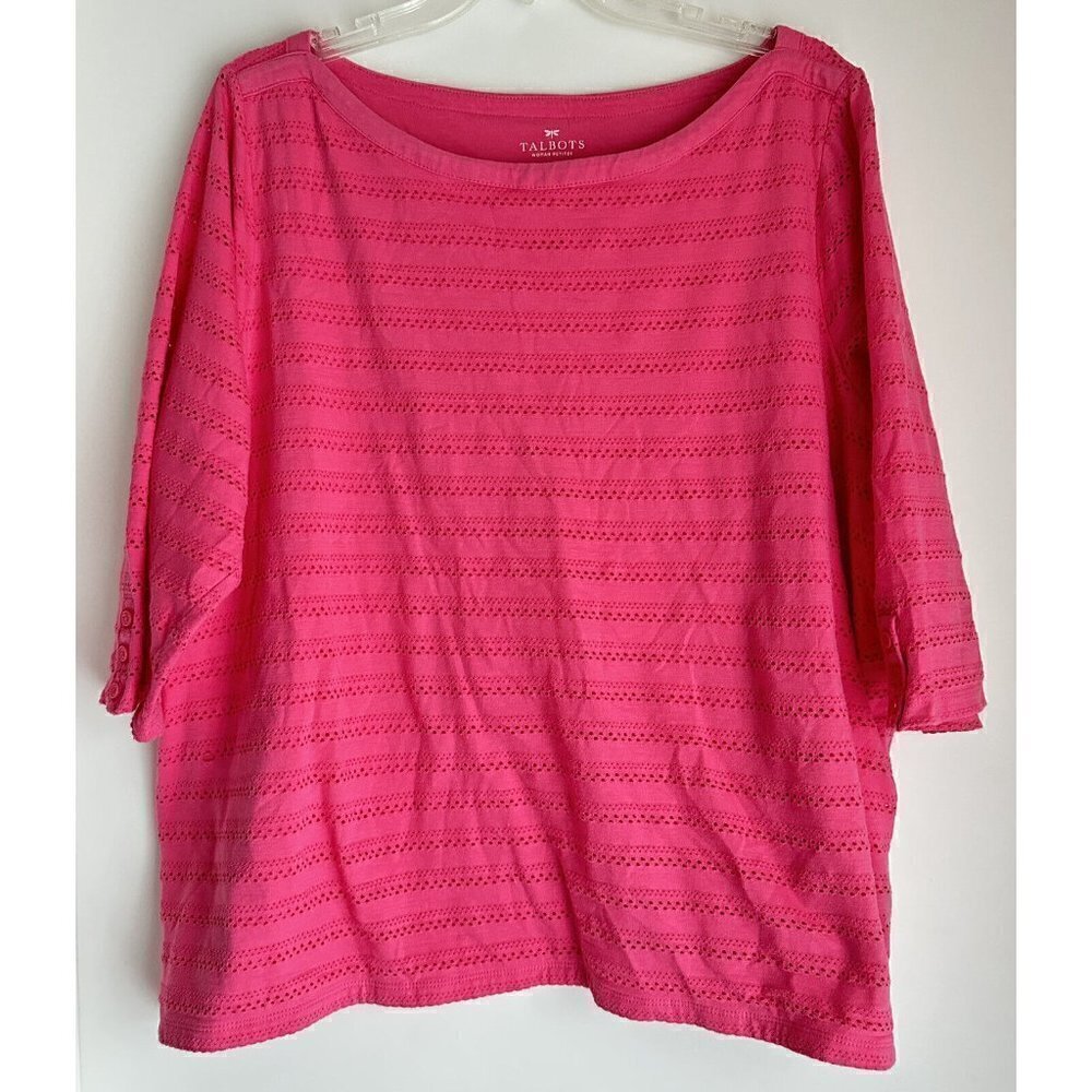 Talbots Woman Plus Size 3XP Pink‎ Cotton Knit Top Flaw
